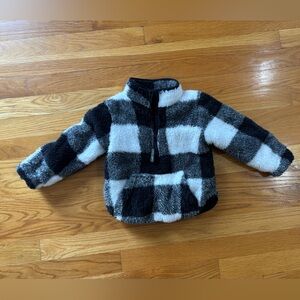 Little Bipsy Plaid Sherpa Quarter Zip - Black - 18-24 months